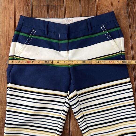 J Crew women bold color block striped chino pants ankle length size 2 - Picture 4 of 9